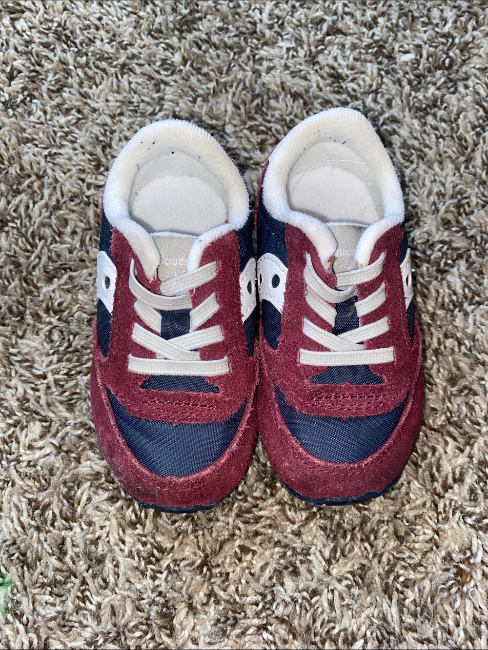 Saucony Kids Burgundy and Navy Lace-Up Sneakers